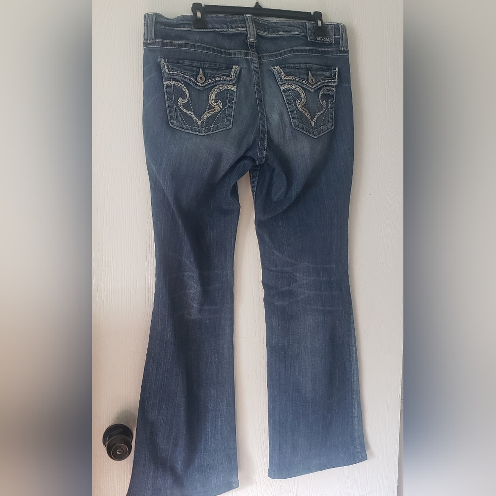 Big Star Size 33 Maddie Mid-rise Blue Flare Jeans 30 Inch Inseam